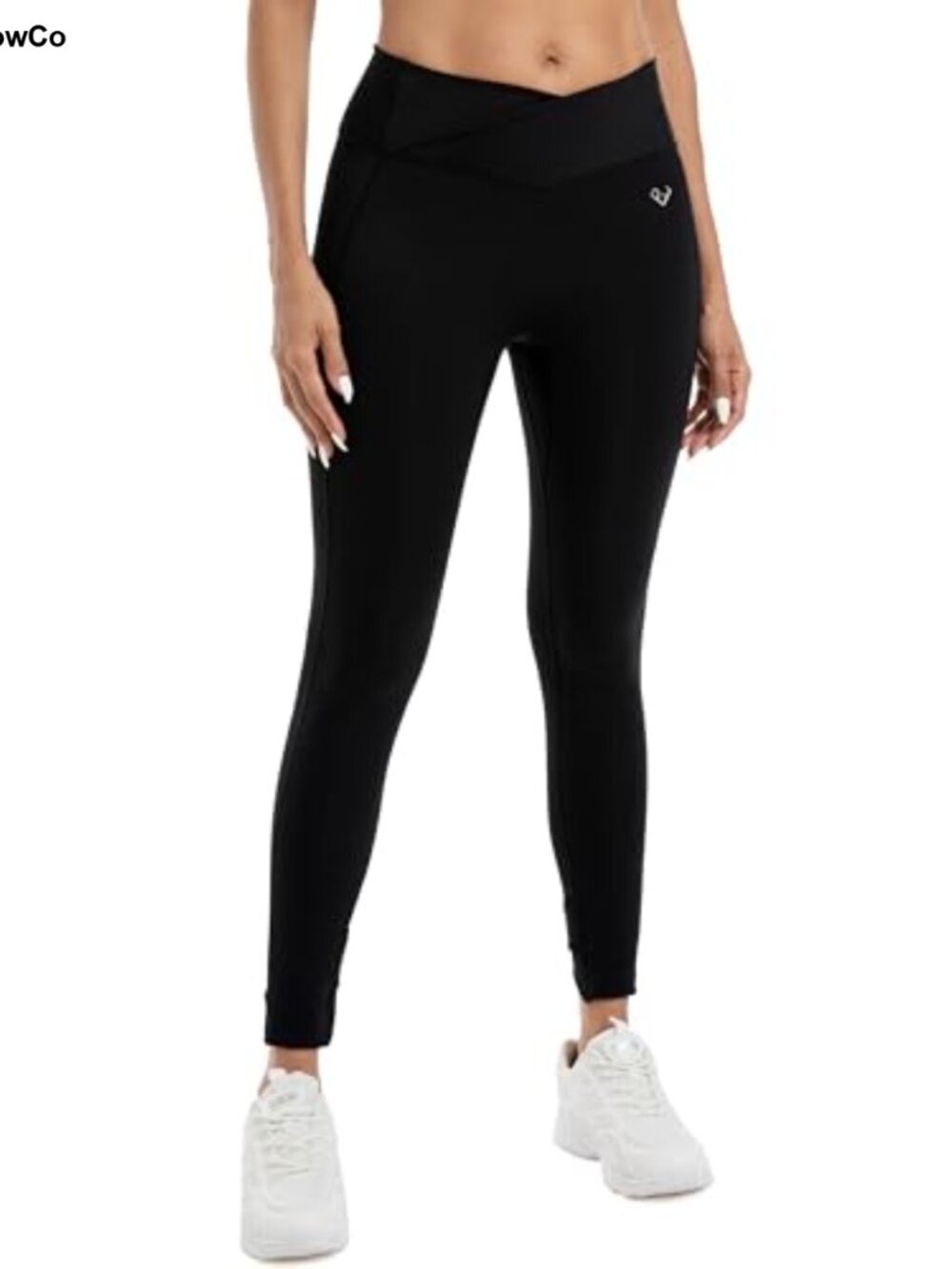 Crossover Leggings for Women, High Waist Tummy Control Yoga Pants, No Front